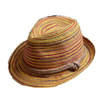 欧伦萨 韩版女士度假彩条沙滩帽麻花辫秋季遮阳帽草帽礼帽W2B9I