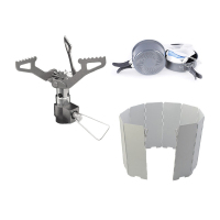 欧伦萨 户外野营炉头套锅 2-3人野餐炉具炊具组合 轻便携钛合金气炉JE51Y