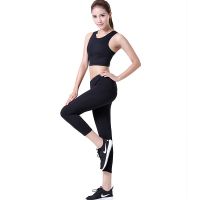 奕坤瑜伽服套装女2016夏季新款速干紧身健身服高弹防震无钢圈运动文胸跑步服中裤七分裤运动服
