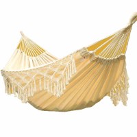 户外 吊床 带流苏双人纯棉麻亚麻帆布吊床米白色加厚