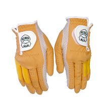 户外运动高尔夫女款手套双手 彩革 透气时尚手套手心材料为硅胶印刷绒布 紫色款白色手掌女款18码