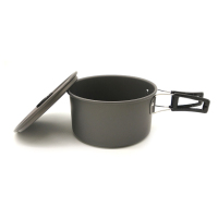 户外大号单锅 单人 硬质氧化铝锅 户外套锅拉绳网袋装