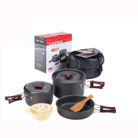 野餐烧烤用品户外野营锅具 炊具便携组合套锅餐具 2-3人