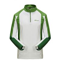 欧伦萨 户外男装 长袖纯棉T恤男 立领撞色针织衣 骑行登山服