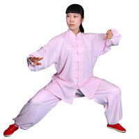 太极服棉麻锦单层长袖男女款太极拳武术练功表演服装