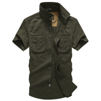 夏天军旅风男士短袖衬衫 绅士休闲衬衣男装