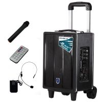 欧伦萨 6.5寸户外拉杆电瓶音箱 广场舞插卡音响 便携式大功率扩音器 带手持无线麦 无线耳麦