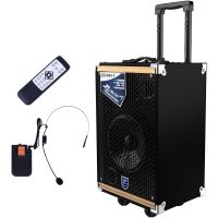 欧伦萨 6.5寸低音3.5寸高音户外拉杆万向轮音箱广场舞插卡音响便携式大功率扩音器带无线耳麦
