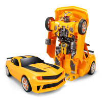 欧伦萨 变形金刚遥控车 一键变形金刚大黄蜂儿童玩具变形汽车皇蜂战神69M46
