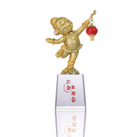 欧伦萨 猴年猴子元宝灯笼合金桌面摆件 水晶底座个性81S62