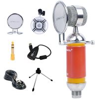 欧伦萨 电容有线麦克风网络K歌 电脑/扩音器话筒 红色(配声卡 三角支架 6.5mm转接头)8877