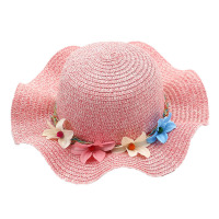 欧伦萨 户外运动女士花朵草帽户外儿童太阳帽 旅游亲子遮阳帽 时尚盆帽349X3