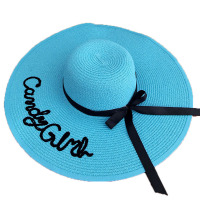 欧伦萨 户外运动春季女士帽子蝴蝶结百搭太阳帽草帽遮阳帽