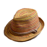欧伦萨 户外运动韩版小辣椒女士度假彩条沙滩帽麻花辫秋季遮阳帽草帽礼帽