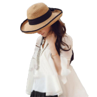 欧伦萨 户外运动帽子女士盆帽蝴蝶结草帽秋季遮阳帽太阳帽1013