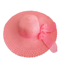 欧伦萨 户外运动韩版秋季女士沙滩帽大沿帽秋天蝴蝶结遮阳帽草帽