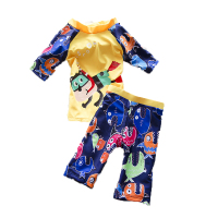 欧伦萨 户外运动卡通图案分体儿童游泳衣印花短袖平角泳装男童泳衣宝宝泳衣男26A8S
