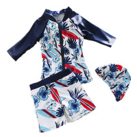 欧伦萨 户外运动2016韩国帅气儿童泳衣可爱宝宝男童分体带泳帽温泉泳装Y5433