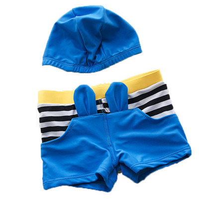 欧伦萨 户外运动儿童泳裤平角带泳帽男童泳衣男童泳裤布料不褪色宝宝