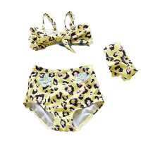 欧伦萨 户外运动韩版儿童游泳衣女童泳分体泳带发带小女孩泳衣儿童泳装两色NCU51