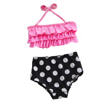 欧伦萨 户外运动2016韩国波点儿童分体泳衣女童女宝宝比基尼泳装可爱蛋糕层泳衣T9