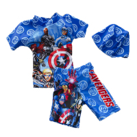 欧伦萨 户外运动2016儿童泳衣男童泳衣可爱卡通分体平角游泳衣 超人泳装 带帽N268A