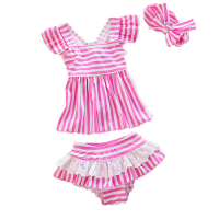 欧伦萨 户外运动韩版 2-8岁女宝宝儿童中小童裙式分体两件套温泉学生泳衣 配发带11HJ2