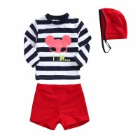 欧伦萨 户外运动韩版条纹抗紫外线长袖男童女童泳衣儿童泳装07883