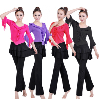 欧伦萨 户外运动牛奶丝广场舞服装 裙裤套装