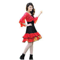 欧伦萨 运动户外瑜伽舞蹈潮流时尚演出服装蕾丝披肩蕾丝裙舞蹈服装广场舞套装 2016夏