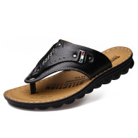 欧伦萨 户外运动2016春夏季男士真皮休闲凉拖鞋沙滩鞋男人字拖鞋凉鞋9A3AW