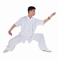 欧伦萨 户外运动太极服棉麻锦短袖练功服男女士武术服装