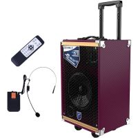 欧伦萨 户外运动6.5寸低音3.5寸高音户外拉杆万向轮音箱广场舞插卡音响便携式大功率扩音器深红色
