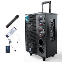 欧伦萨 户外运动3寸高音双6.5寸低音锂电拉杆音箱 无线麦克无线耳麦 户外现场录音蓝牙 便携式扩音