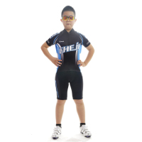 欧伦萨 运动户外骑行服童装男款骑行服短袖亲子套装 速干排汗透气薄