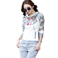 欧伦萨 运动户外套装秋季时尚印花运动服女式运动套装春秋韩版