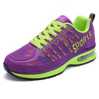 欧伦萨 户外运动跑步鞋时尚女运动鞋夏天透气休闲跑步鞋透气耐磨气垫女式慢跑鞋 拼色网面低帮女鞋