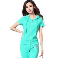 欧伦萨 运动户外套装夏季透气休闲运动套装女女式运动装套装 短袖ZFBDV