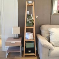 乐品尚居实木置物架卧室收纳架展示书架客厅转角架落地花架梯形架