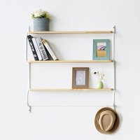 乐品尚居 简约铁艺挂墙置物架 实木一字隔板壁挂书架 墙上置物架