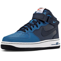 耐克NIKE AIR FORCE1 MID GS蓝色空军1号AF1中高帮运动鞋篮球鞋青年款 314195-406