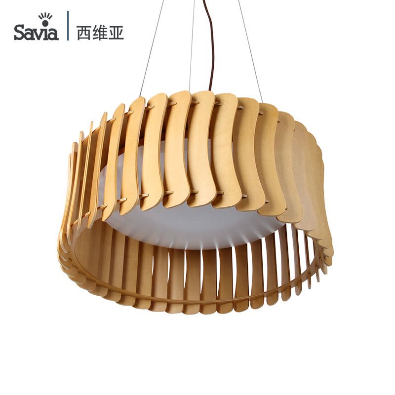 savia北欧宜家木艺吊灯具简约原实木艺创意客厅餐厅个性中式吊灯图片