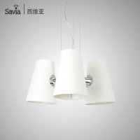 savia北欧简约吊灯餐厅现代简约卧室书房三头灯客厅布艺圆形吊灯