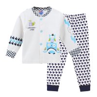 [龙猫逗叮]0598 新款婴幼儿纯棉对开扣长袖可开裆套装 宝宝春季长袖长裤套装