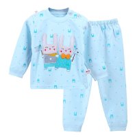 [龙猫逗叮]0806 新款婴幼儿纯棉肩开扣长袖可开裆套装 宝宝春季长袖长裤套装