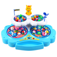 儿童电动钓鱼玩具 大号双层旋转磁性音乐小猫钓鱼玩具套装 宝宝幼儿1-2-3岁早教益智玩具 男女孩生日礼物