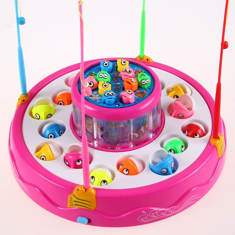 儿童磁性钓鱼玩具 电动旋转式音乐抓鱼玩具 小女孩捕鱼玩具 宝宝幼儿1-2-3岁早教益智玩具 有3D海洋灯光 亲子互动玩具图片