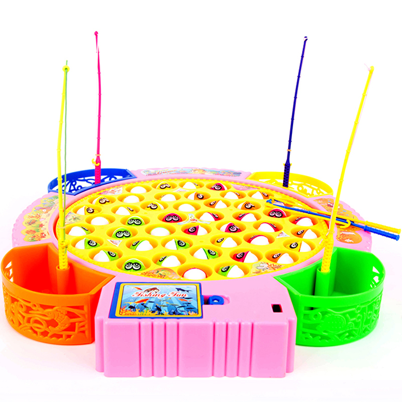 儿童电动钓鱼玩具 大号旋转音乐钓鱼套装宝宝益智亲子游戏玩具1-2-3岁