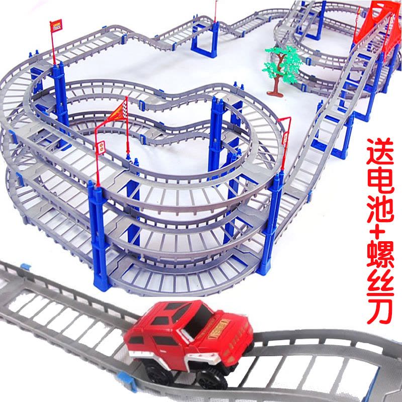 多层电动玩具车 轨道车玩具 儿童拼装益智玩具托马斯小火车头套装 轨道小汽车玩具 生日送礼男孩玩具3-8-14岁图片