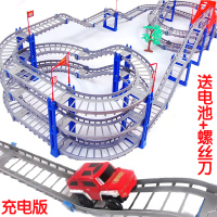 可充电版多层电动玩具车 轨道车玩具 儿童拼装益智玩具托马斯小火车头套装 轨道小汽车玩具 生日送礼男孩玩具3-9-12岁